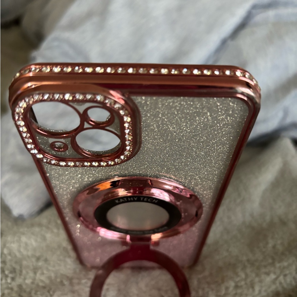 Luxurious Glitter Phone Case with Ring Stand - Pink